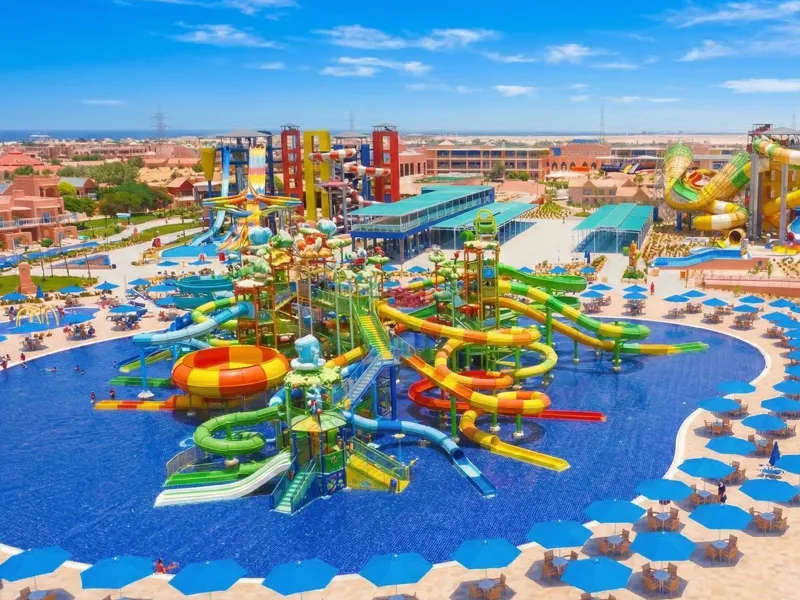 Water slides at Neverland Aqua Park in Sharm El Sheikh