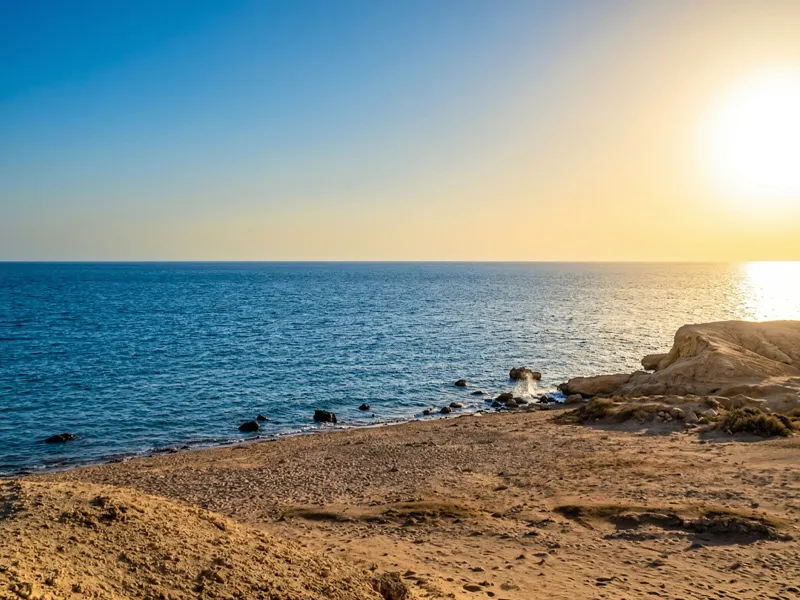 montazah wild public beach sunset in sharm