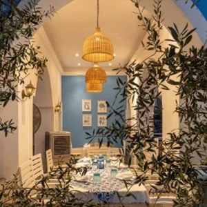Authentic Greek interior design and dining tables at Koutouki restaurant Sharm El Sheikh
