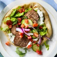 Traditional Greek Beef Gyros served at Koutouki Restaurant Soho Square Sharm El Sheikh