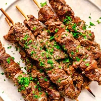 Greek Beef Souvlaki skewers served at Koutouki Restaurant Soho Square Sharm El Sheikh