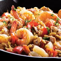 Orzo Paella seafood dish at Koutouki Greek Restaurant Soho Square Sharm El Sheikh