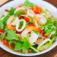Fresh Mediterranean Seafood Salad served at Koutouki Greek Restaurant Soho Square Sharm El Sheikh