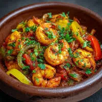 Traditional Shrimp Tajine cooked with herbs and vegetables at Koutouki Greek Restaurant Soho Square Sharm El Sheikh