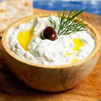 Tzatziki traditional Greek yogurt cucumber and garlic dip at Koutouki Restaurant Soho Square Sharm El Sheikh